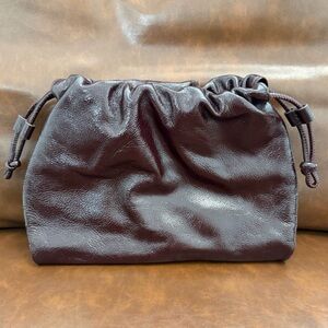 COS Burgundy Leather Drawstring Crossbody